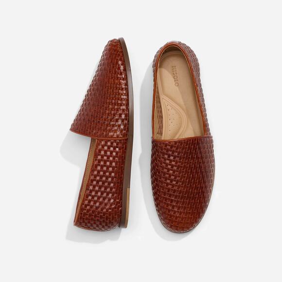 NEW Nisolo Alejandro Woven Slip On Leather Shoes Men's 8.5 Brandy Brown - Picture 2 of 12